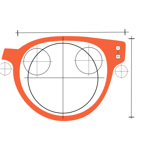 Technical glasses drawing. Independent brand icon