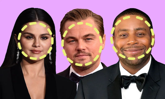 3 celebrities with round faces on pink background