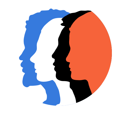 Four faces in profile. Inclusive icon